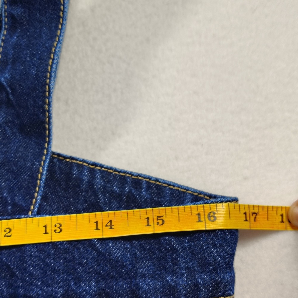 Francesca Harper Heritage Denim Crop Top Blue Jean Square Neck Zip Front L y2k - Picture 6 of 10